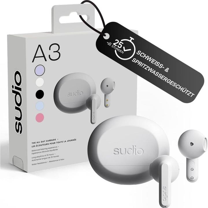 Actual product image Sudio Headphone A3 White In-Ear True Wireless (6.50 h, Wireless)