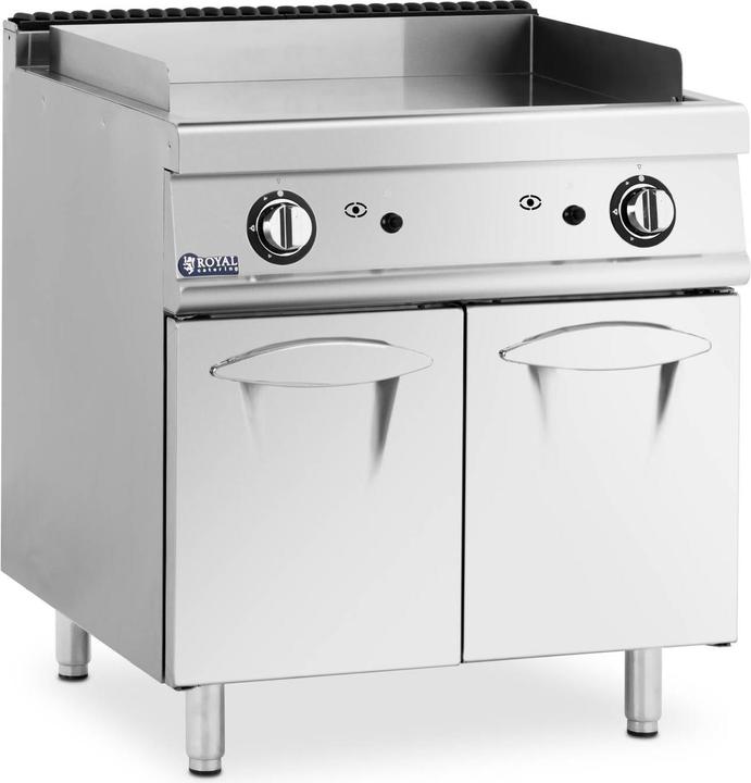 Royal Catering Gas-Grillplatte Unterschrank 12 kW glatt Propan/LPG/Erdgas bis 300 °C Edelstahl