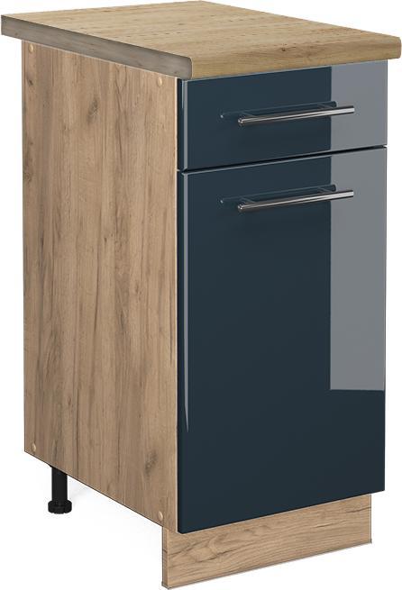 Blau, Dunkelblau hochglanz, Goldkraft Eiche