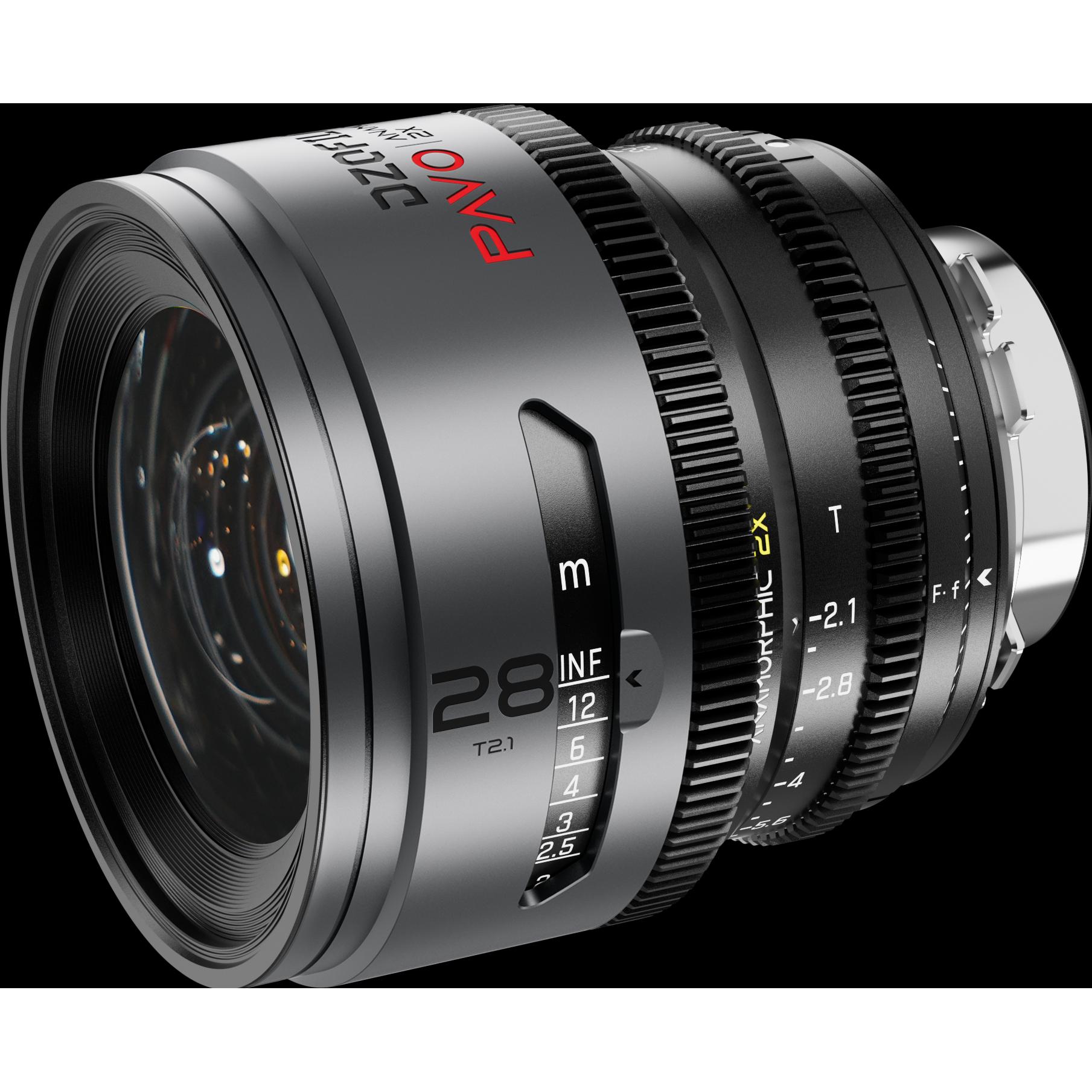 Dzofilm Pavo 2x Anamorphic 28mm T2.1 for PL/EF Mount (S35) metric - Golden Coating (PL, APS-C / DX), Objektiv, Schwarz