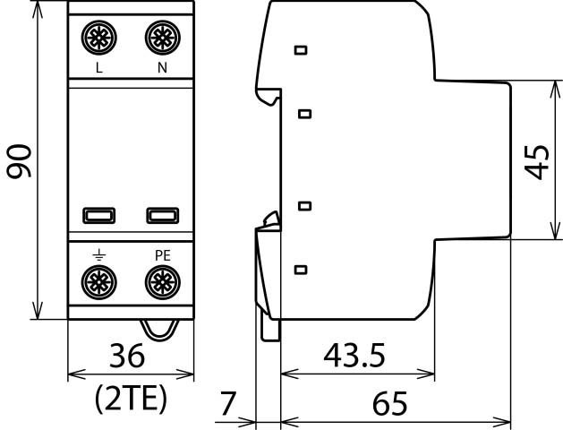 Produktbild Dehn Kombi-Ableiter TT/TN-Systeme DSH TT 2P 255