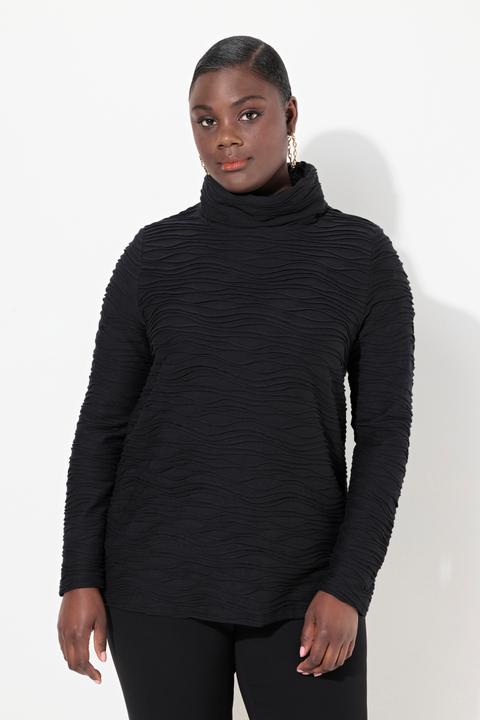 Actual product image Ulla Popken Wave Textured Turtleneck Blouse (54)