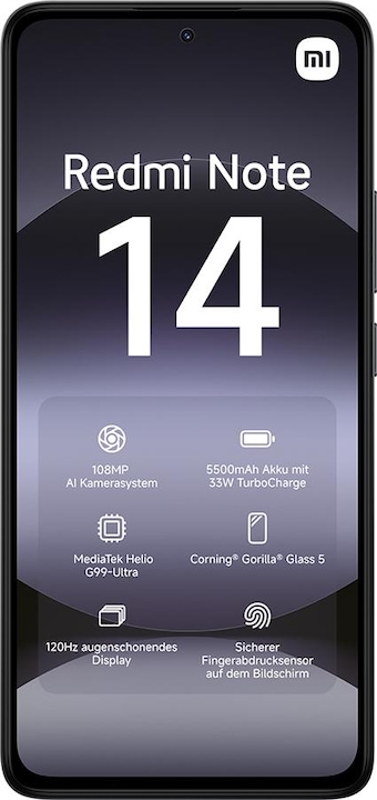 Produktbild Xiaomi Redmi Note 14 (256 GB, Midnight Black, 6.67", Dual SIM, 108 Mpx, 4G)