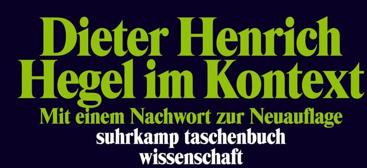Actual product image Hegel im Kontext (German, Dieter Henrich, 2010)