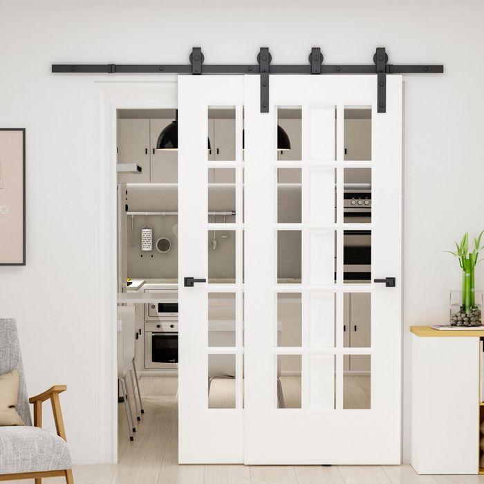 Immagine prodotto Swisshandel24 Sistema di porte scorrevoli Binario di scorrimento Ferramenta per porte scorrevoli in legno 9