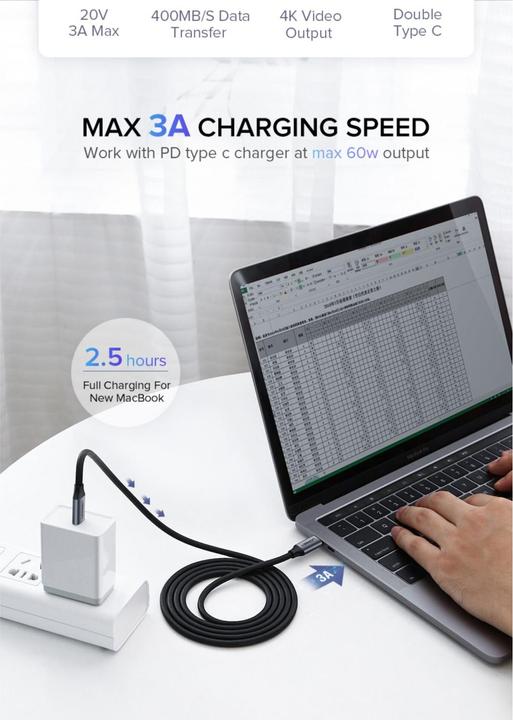 Immagine prodotto Ugreen USB-C – USB-C (1.50 m, USB 3.1, 60 W)