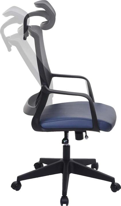 Produktbild Swisshandel24 Bürostuhl, Drehstuhl Schreibtischstuhl, ergonomisch Kopfstütze, Kunstleder blau-grau