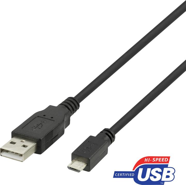 Produktbild Deltaco USB 2.0 Micro B cable, 2.4A, 2m black (2 m, USB 2.0)