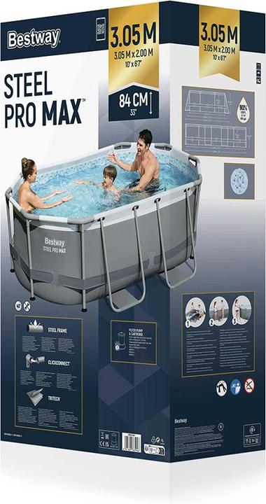 Actual product image Bestway Steel Pro MAX Frame Pool Set mit Filterpumpe 305 x 200 x 84 cm, oval (305 x 200 x 84 cm)