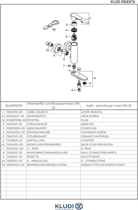 Produktbild Kludi WF u Brause-Einhandmischer OBJEKTA DN 15 Ver Blockarmatur Stm 75mm chrom