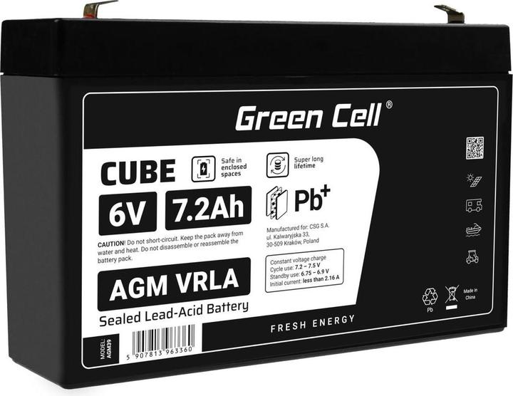 Produktbild GreenCell Battery AGM VRLA 6V 7.2Ah - Batterie - 7.200 mAh (6 V, 7.20 Ah)