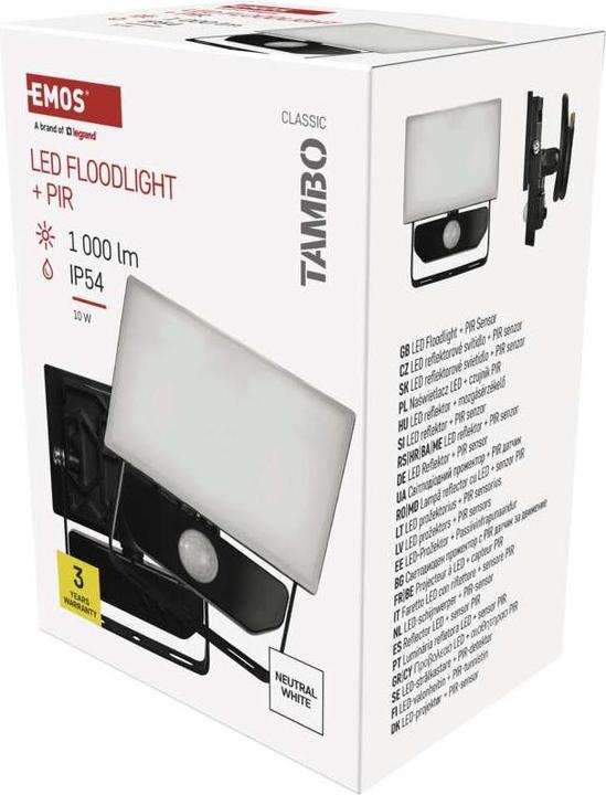 Produktbild Emos LED-Flutlicht TAMBO mit Bewegungssensor, 10 W, 1000 lm, schwarz (1000 lm, IP54)
