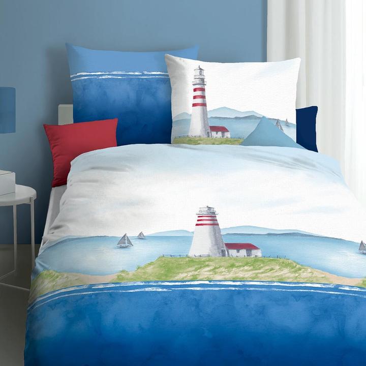 Actual product image Kaeppel Seersucker bed linen Lighthouse navy (Bedding set, 135x200 cm + 80x80 cm)