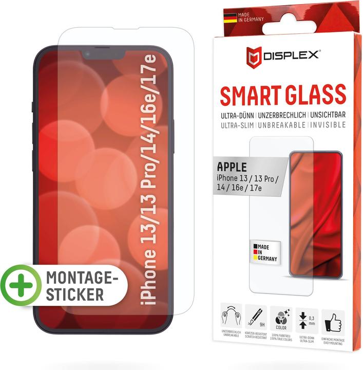 Displex Smart Glass (1 Stk., Apple iPhone 13, Apple iPhone 13 Pro, Apple iPhone 14, Apple iPhone 16e)