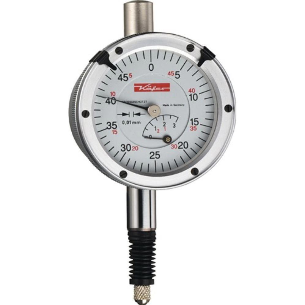 Käfer, Comparatore + micrometro, Comparatore KM4 SW 3mm Abl.0,01mm con protezione antiurto con cal.