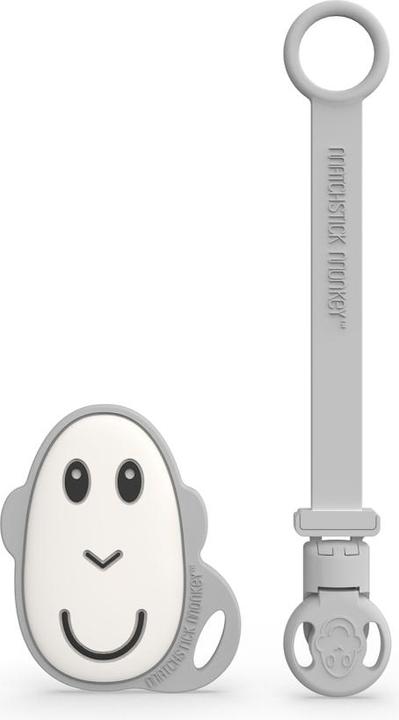 Matchstick Monkey teething toy ir soother clip FLAT FACE, grey, 3 m+, MM-SC-FMT-015 (1 x, bis 2 Jahre)