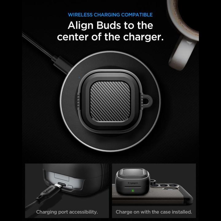 Image du produit Spigen - Rugged Armor (ACS11200) - Samsung Galaxy Buds 4 / Buds 4 Pro - Matte Black