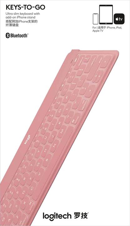 Produktbild Logitech Keys-To-Go - BLUSH PINK - ESP - MEDITER (Eng. Int., Kabellos)