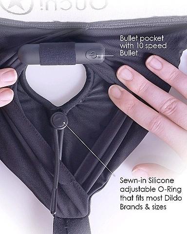 Produktbild Ouch! Vibrating Strap-on Thong with Adjustable Garters - XS/S