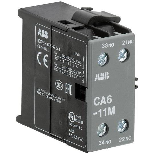 ABB, Schutzschalter, Hilfskontakt 2-polig CA6 Seitliche Montage, 600 V CA6