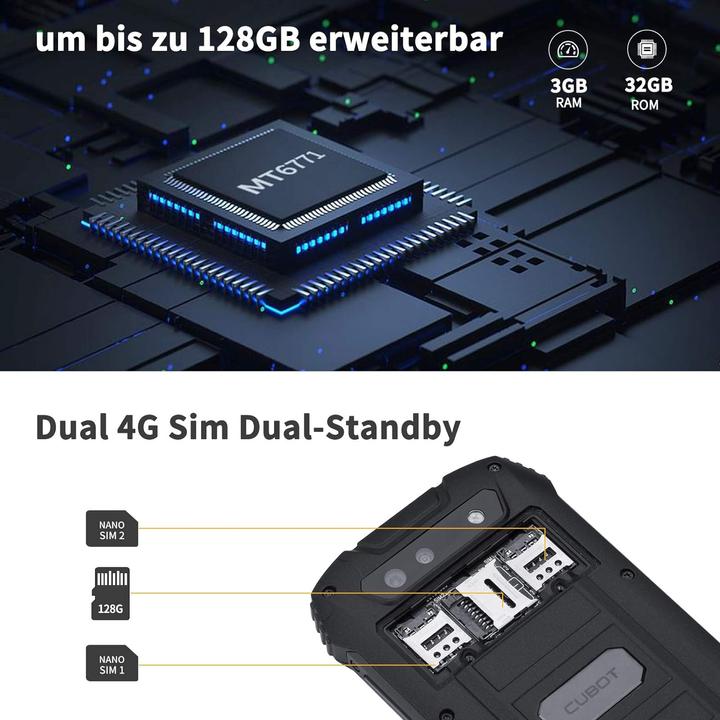 Produktbild Cubot Kingkong Mini 2 (32 GB, Black, Rot, 4", Dual SIM, 4G)