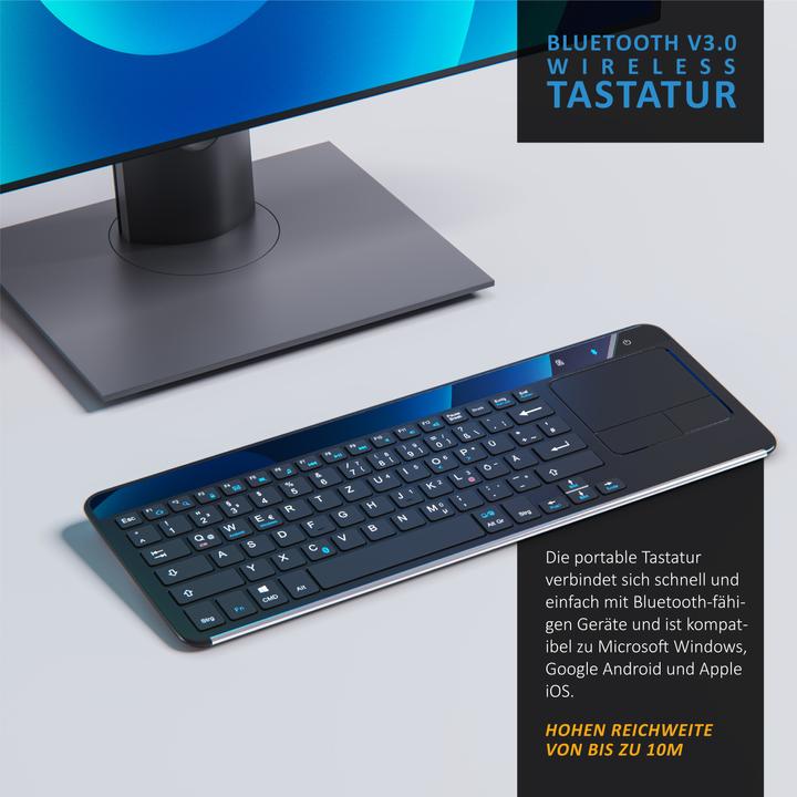 Actual product image Aplic Wireless Keyboard, Slim Bluetooth Keyboard with Touchpad & Multitouch Gesture Control (DE, Wireless)