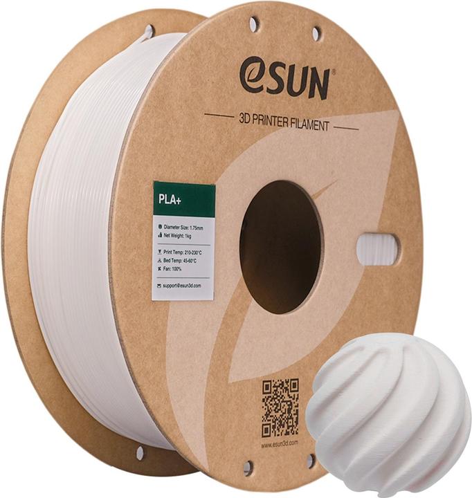 Produktbild eSUN PLA+ Filament 1.75mm Weiss 1Kg (PLA+, 1.75 mm, 1000 g, Weiss)