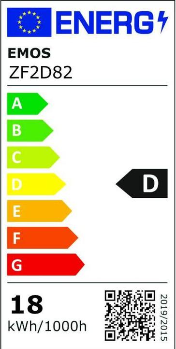 Energy Label Emos LED filament lamp G125 / E27 / 18 W (150 W) / 2452 lm / Warm white (E27, 2452 lm, 1x)