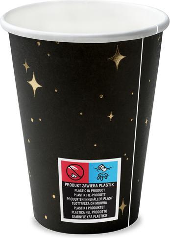 Actual product image Partydeco Cups, black, 260 ml (1 pkt / 6 pc.) (6x)