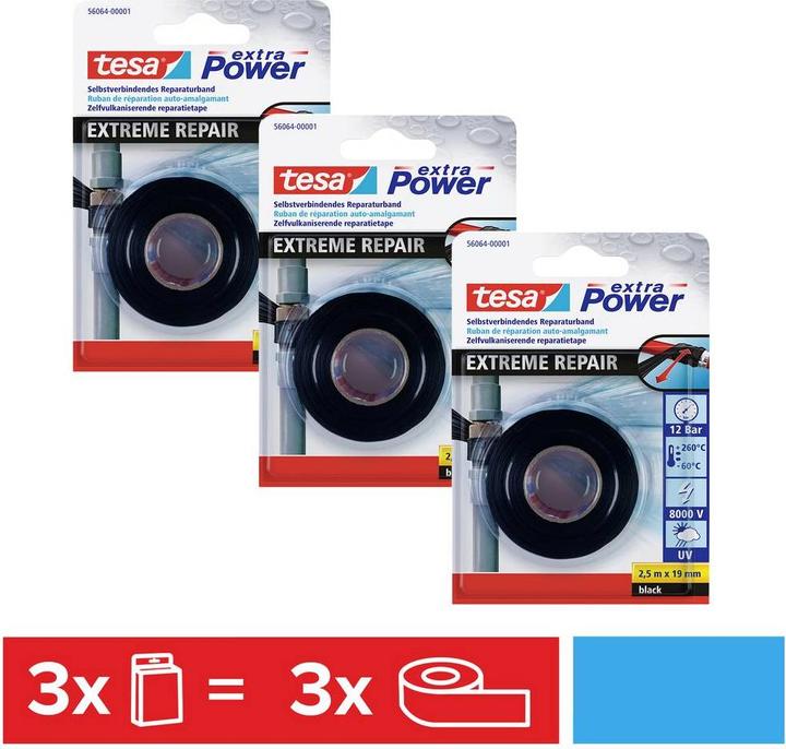 Actual product image tesa 3x EXTRA POWER Extreme Repair tape, pack of three (19 mm)