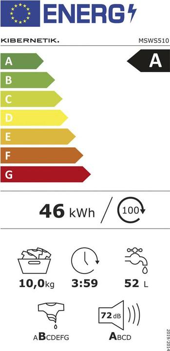 Energie-Label Kibernetik ComfortLine CLW510 10kg Waschmaschine A (10 kg, Links)