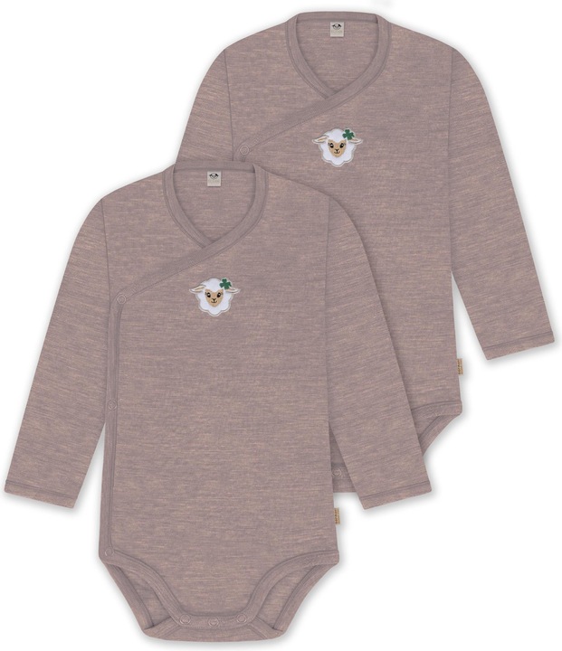 Normani 2er Pack Baby-Body Basic Merino Wickelbody Langarm mit Knopf - 9347