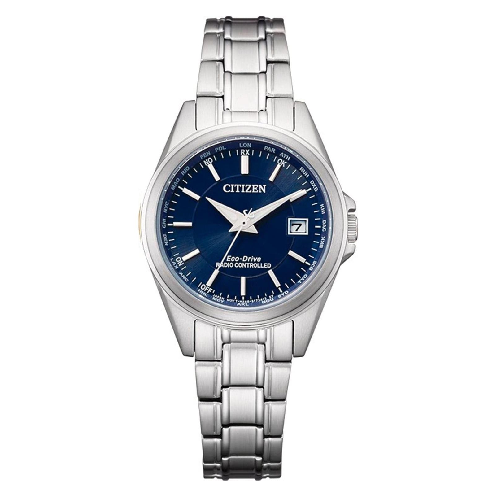 Citizen, Armbanduhr, Eco-Drive Radio Controlled EC1180-81L, Blau, (Analoguhr, 29 mm)