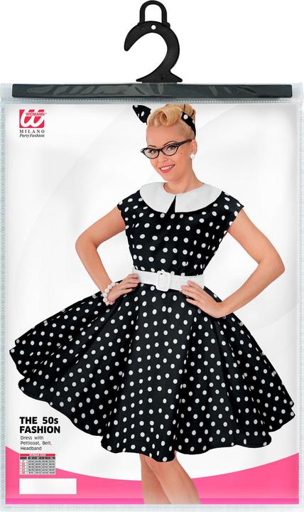 Image du produit Widmann MODE ROCK'N'ROLL DES ANNÉES 50 NOIR (robe avec jupon, ceinture, serre-tête), S (S)