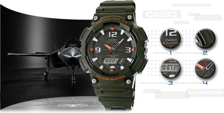 Image du produit Casio Montre homme AQ - S810W-3AV 10 Bar SOLAR pour la natation (Montre de sport, Montre analogique, Montre numérique, 46 mm)