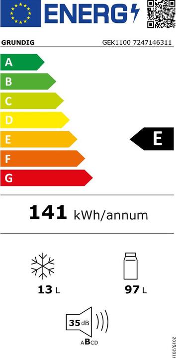 Energie-Label Grundig Einbau Kühl-/Gefrierkombinationen (110 l)