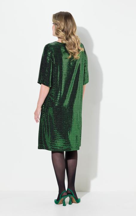 Image du produit Miamoda Damen grosse Grössen Kleid, A-Linie, Pailletten-Optik, 3/4-Ärmel maigrün 48 836334455-48 (48)