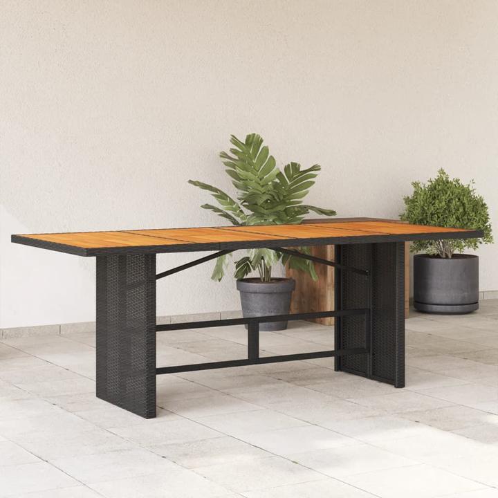 Actual product image VidaXL Garden table Dining table Patio table with wooden top black poly rattan (80 cm)