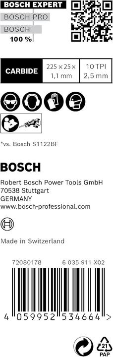 Produktbild Bosch Professional Zubehör EXPERT ‘Medium-Thick Tough Metal’ S 1155 HHM Säbelsägeblatt, 10 Stück