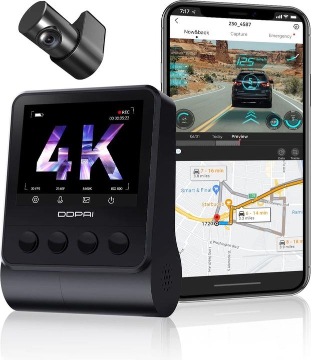 Produktbild DDpai Z50 Gps Dual (Akku, Eingebautes Display, Eingebautes Mikrofon, GPS-Empfänger, WLAN, 4K)