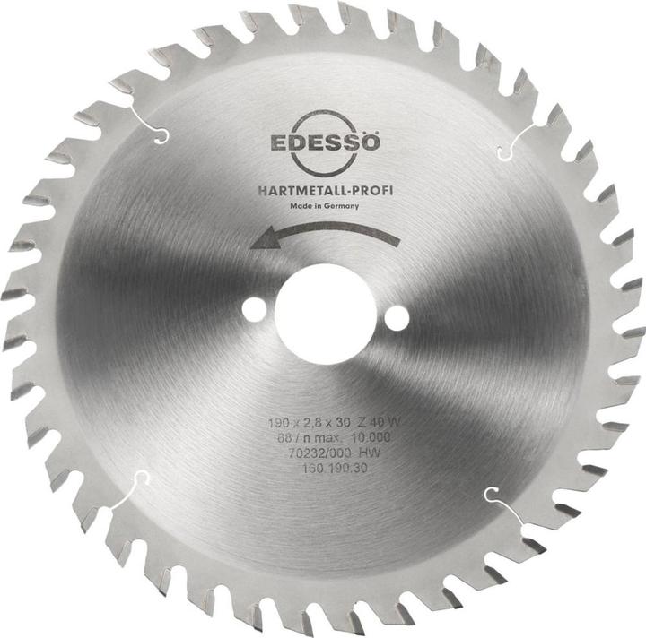 Edessö Handkreissägeblatt Mehrzahn, HW 190x2,8/1,8x30 Z=40 W