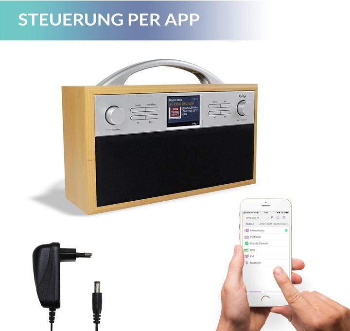 Actual product image Xoro dab 250 ir wifi stereo internet radio dab+/fm/spotify/bluetooth brown (DAB+, FM, Web radio, KW, Bluetooth, Wi-Fi)