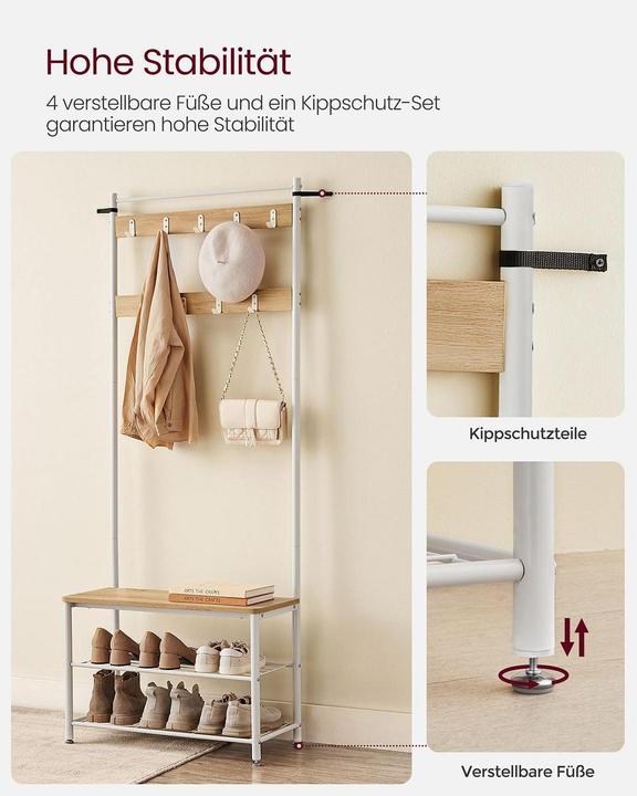 Image du produit Songmics Porte-parapluies avec motif 49 cm, blanc (15,5 x 15,5 x 49 cm)
