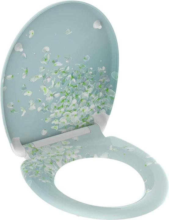 Immagine prodotto Schütte Sedile WC Duroplast FLOWER IN THE WIND Meccanismo di chiusura morbida Chiusura rapida 82381 Floreale
