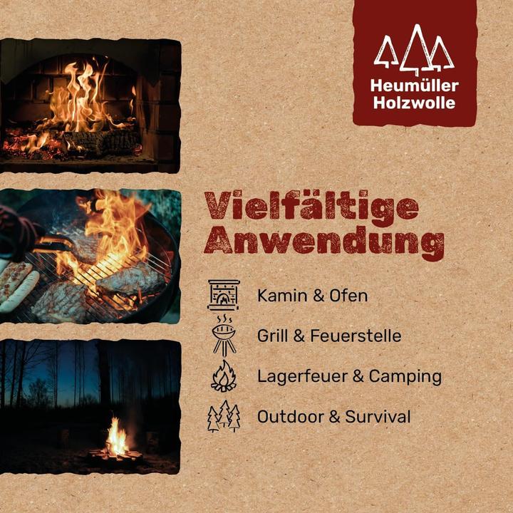 Produktbild Heumüller Natürliche Holzwolle-Anzünder für Kamin, Grill & Feuerstelle
