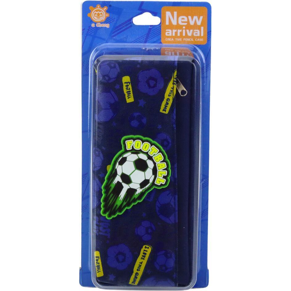 Lean Toys, Astuccio, Schul-Organizer-Federmäppchen mit Fussball, Marineblau