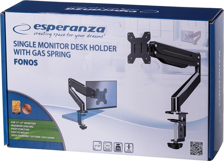 Produktbild Esperanza ERW019 Gas-Tischhalterung für Monitor 17-27" bis zu 6kg (Tisch, 27")