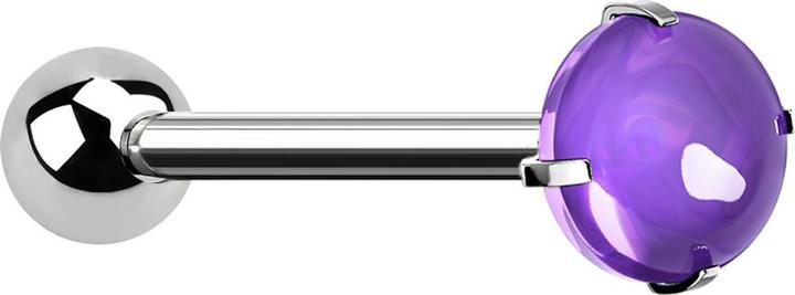 Produktbild Star Piercing Barbell silber mit Kugel und Cabochon violett gefasst (ohne Messing, Chirurgenstahl 316L)