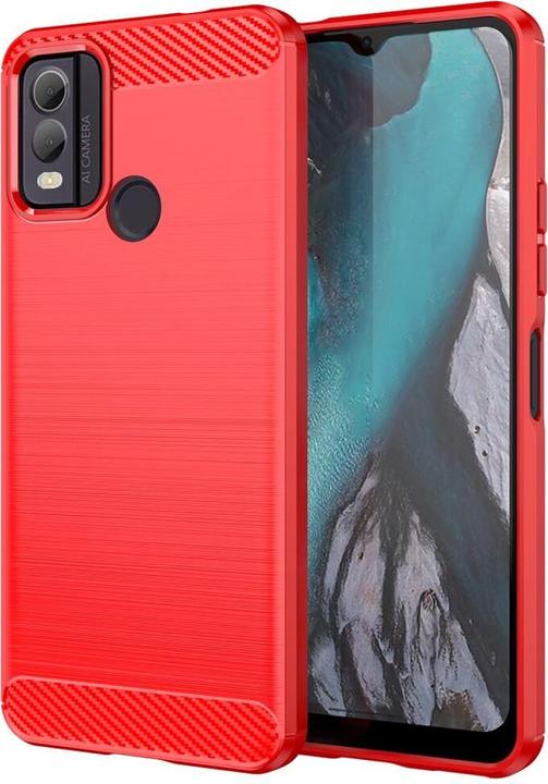 Produktbild Cover-Discount Nokia C22 - Metall Carbon Look Hülle rot (Nokia C22)