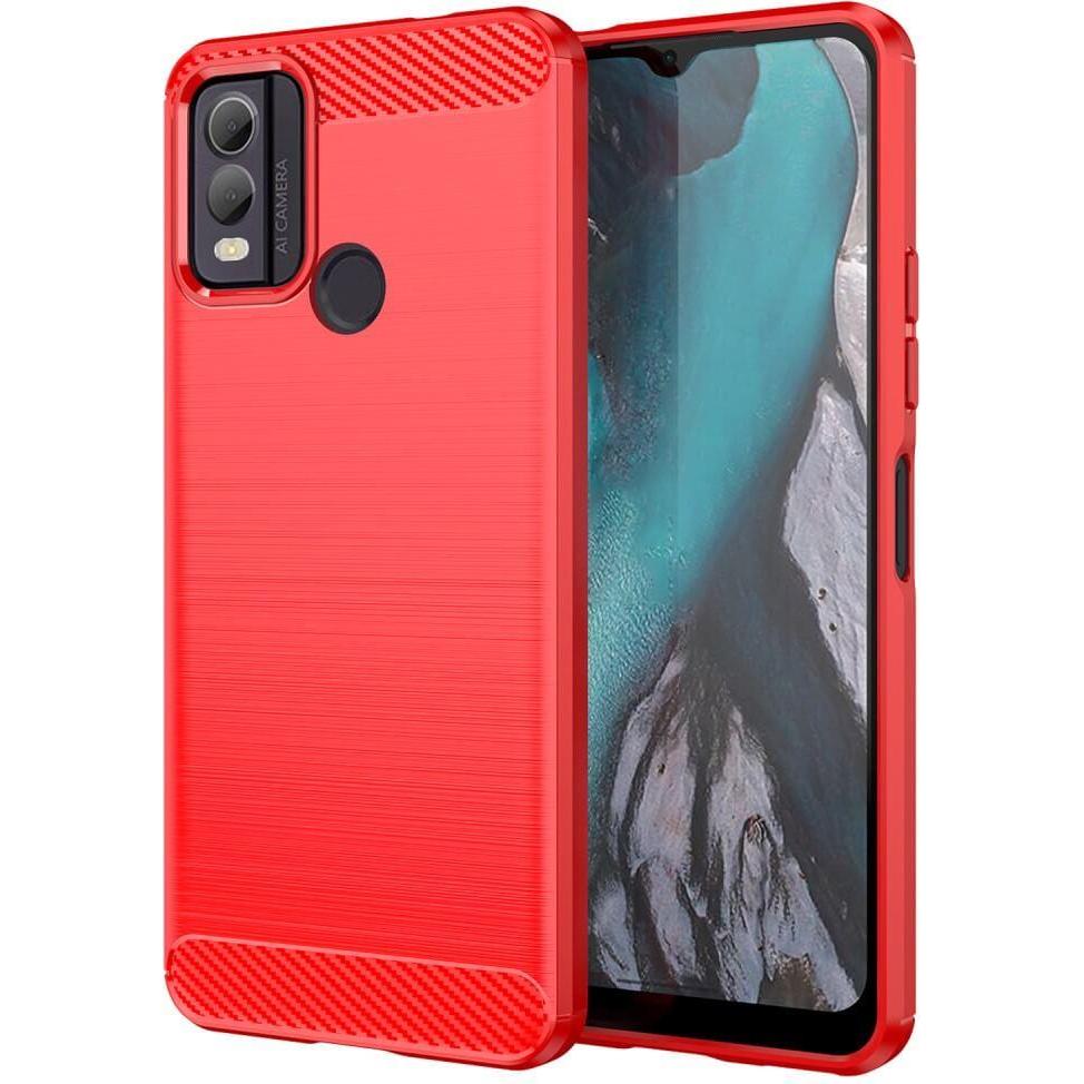 Thumbnail - Cover-Discount Nokia C22 - Metall Carbon Look Hülle rot (Nokia C22), Smartphone Hülle, Rot